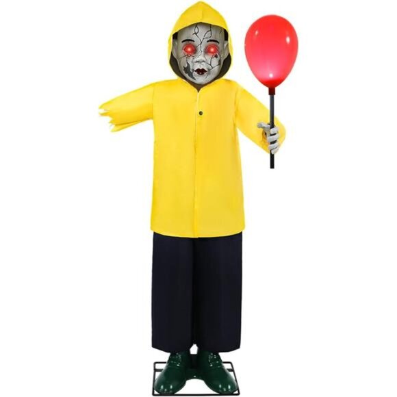 Halloween Animatronics Decorations 4FT Outdoor Scary Life Size Boy Animated - Picture 1 of 8